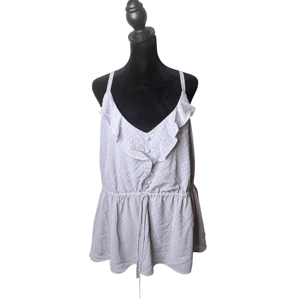 Torrid Plus Size 2 2X Chiffon Swiss‎ Dot Sleeveless Top Ruffle Pastel Peplum